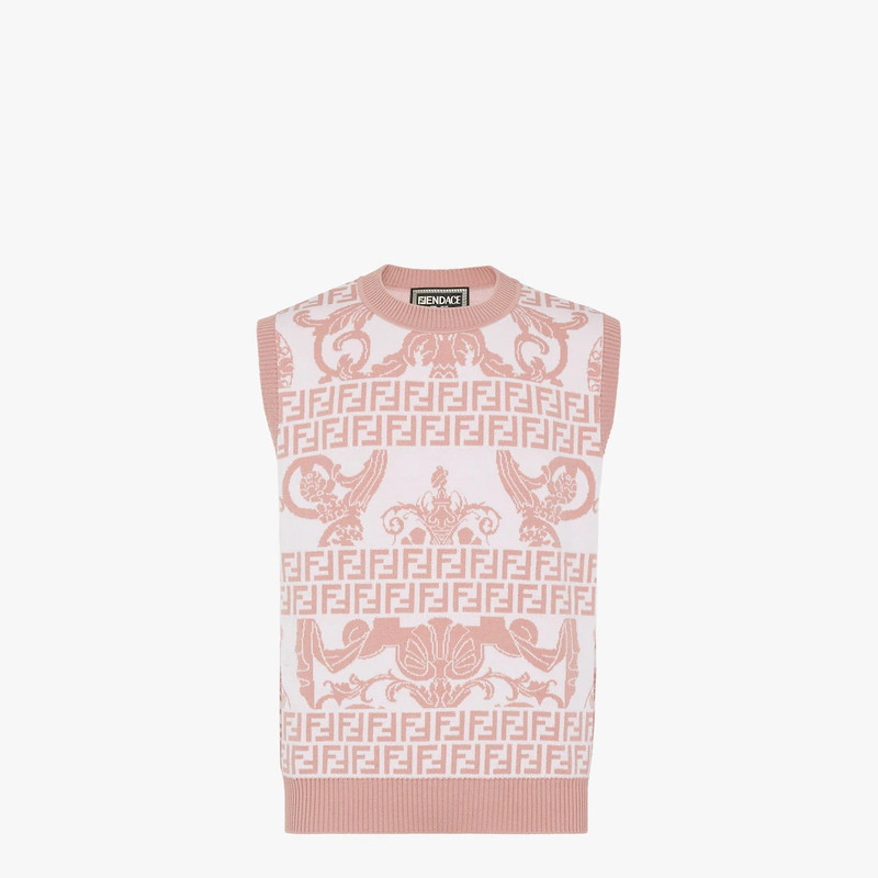 Fendace pink wool gilet 1