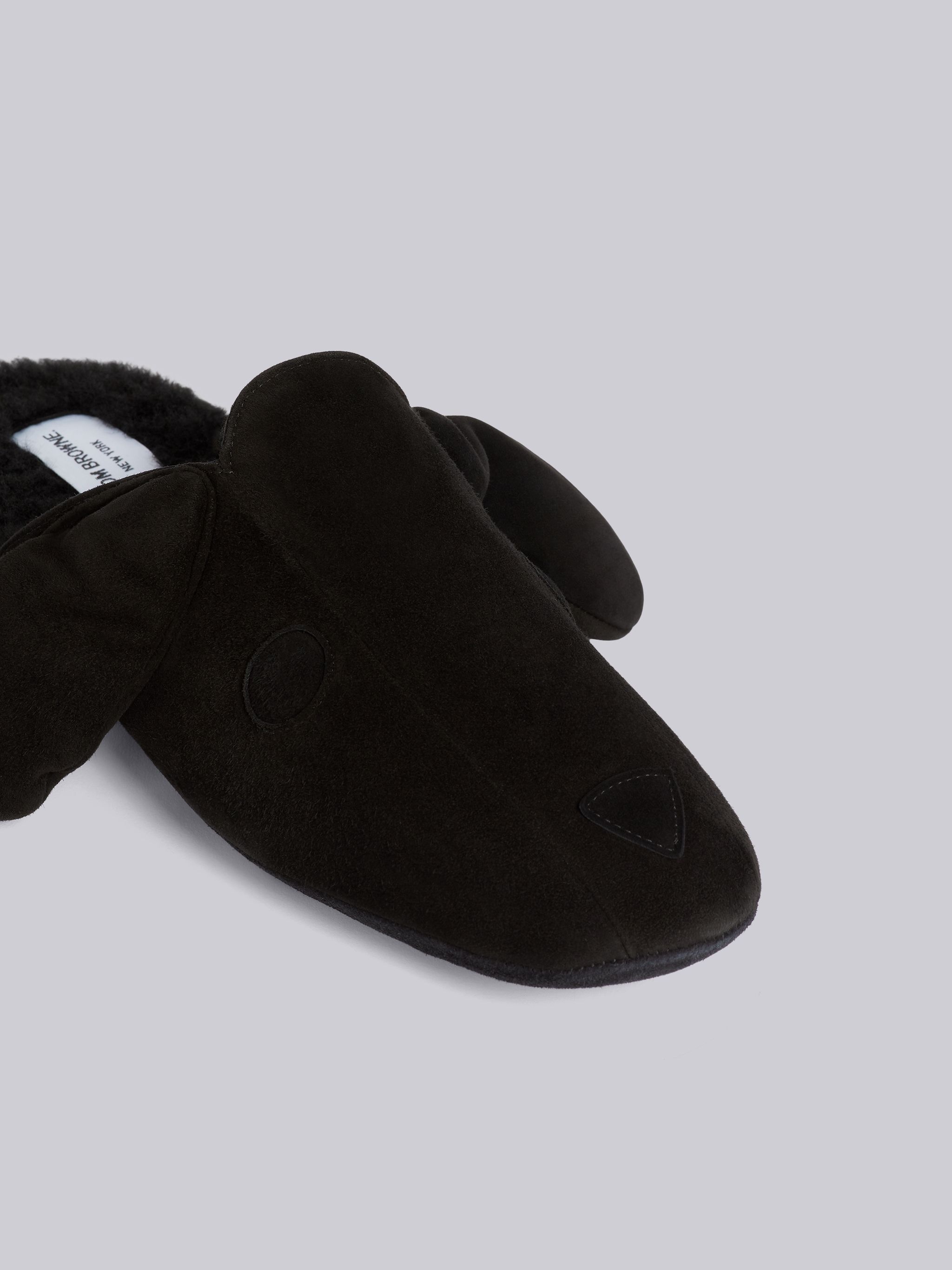 Black Shearling and Suede Hector Slipper - 2