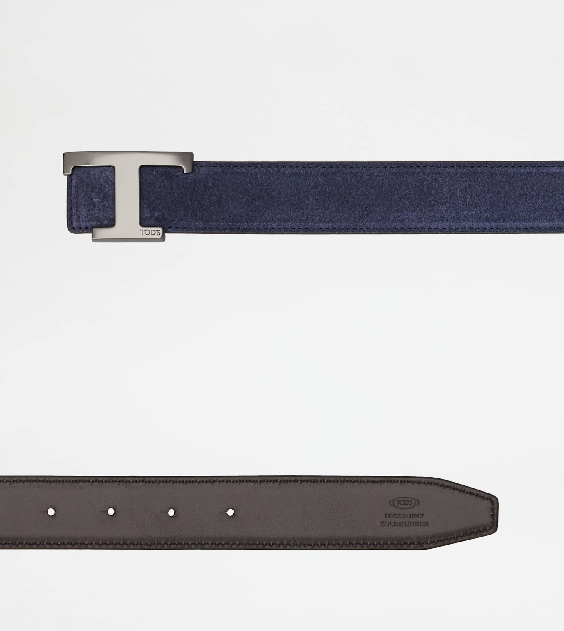 T TIMELESS REVERSIBLE BELT IN SUEDE - BLUE, BROWN - 3