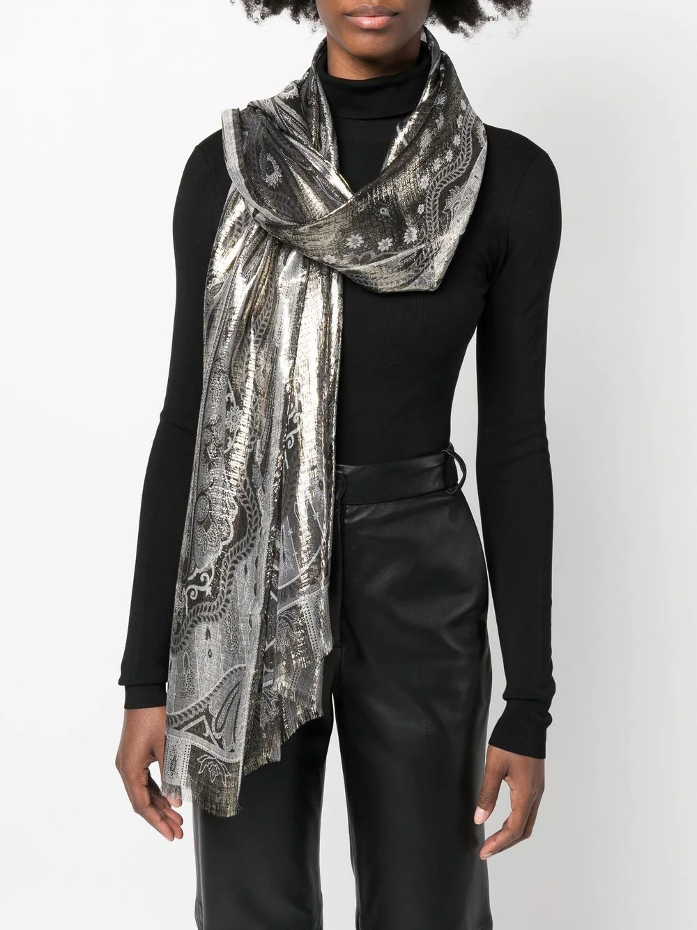 paisley embroidered scarf - 2