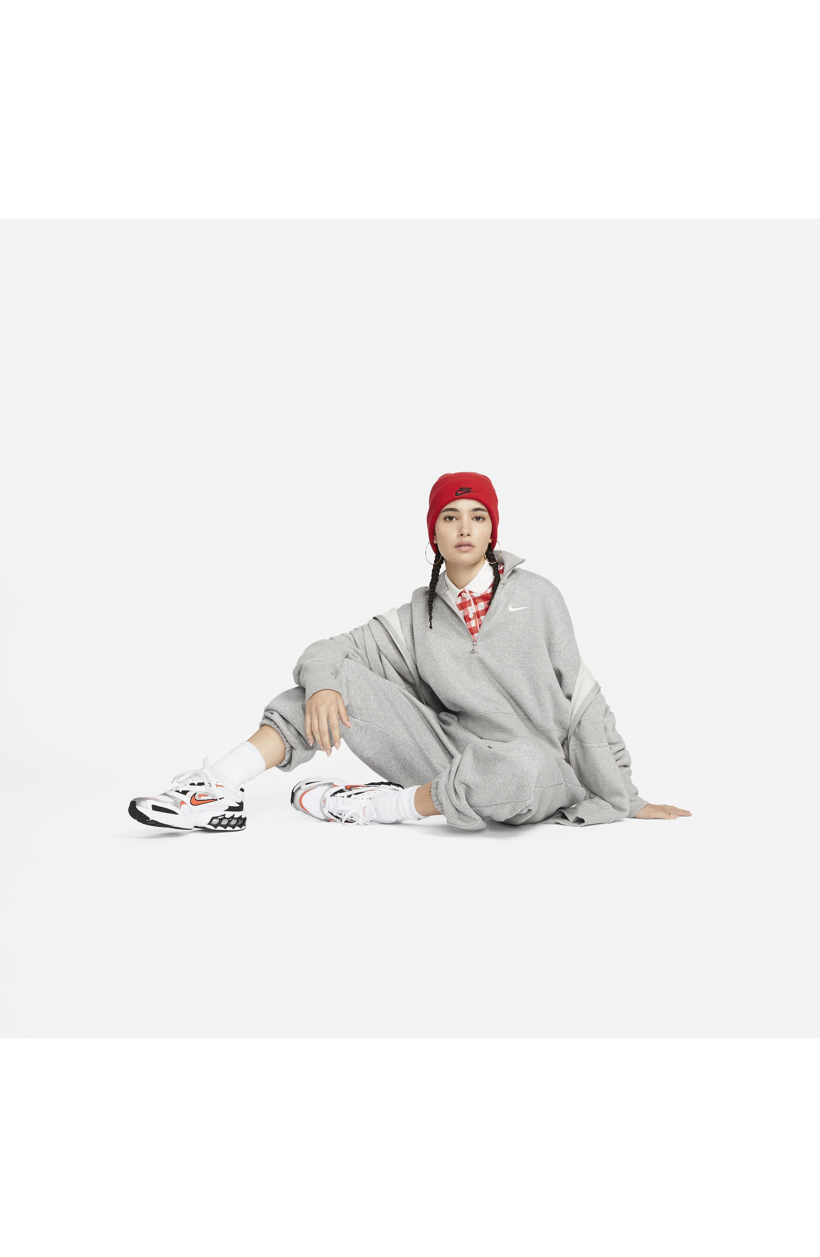 Nike Sportswear Phoenix Fleece Crop Sweatshirt in Dark Grey Heather/Sail at Nordstrom - 7