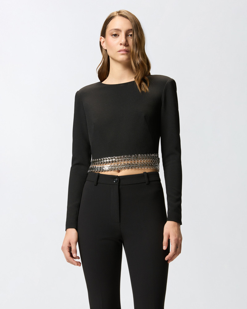 PINKO LONG-SLEEVED TOP WITH METAL EMBELLISHMENTS outlook