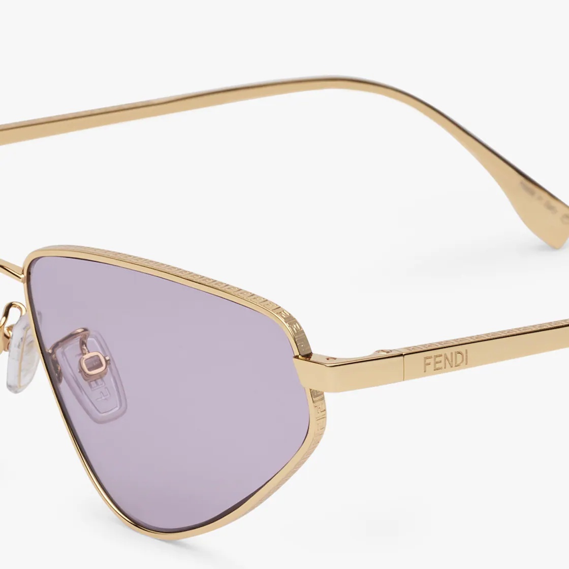 Cat-eye FF sunglasses in gold-colored metal with FF motif engraved on the front and temples. Purple  - 3