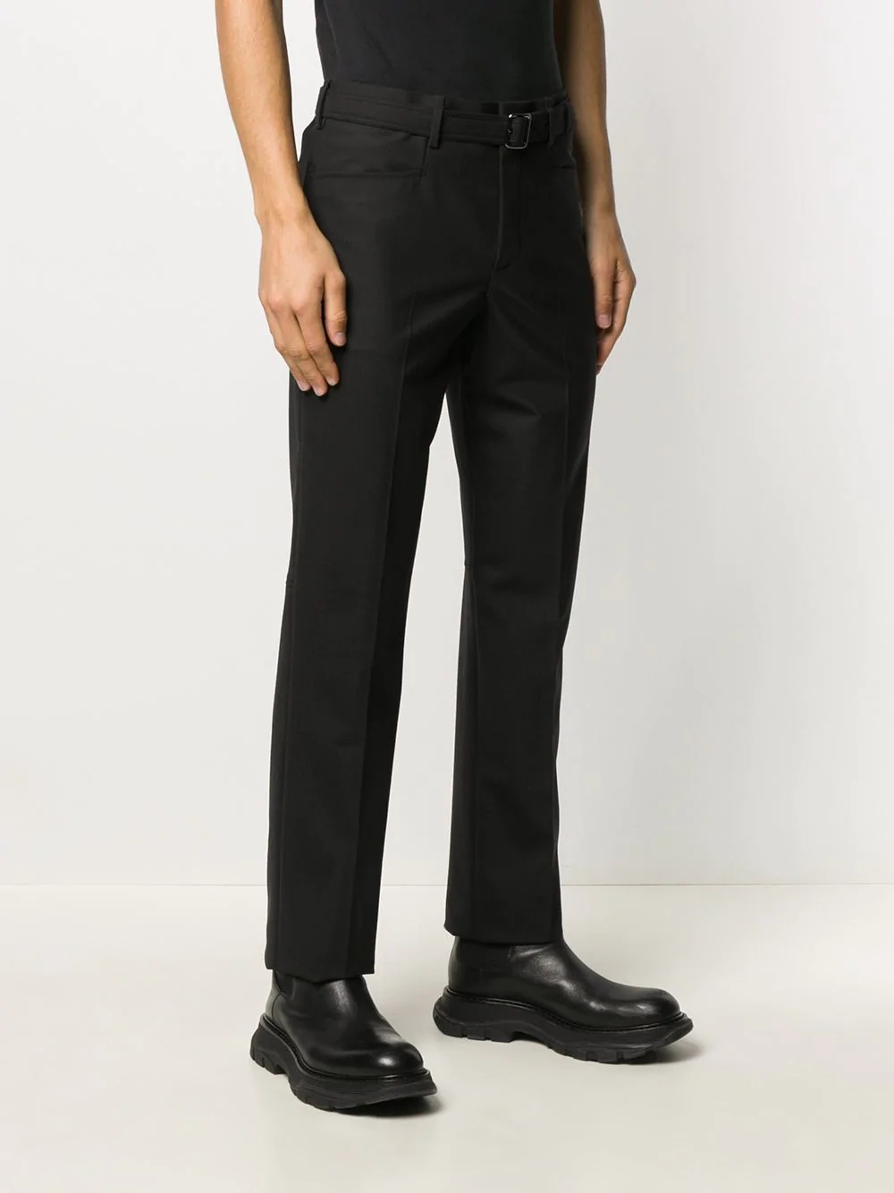 belted slim-fit trousers - 3