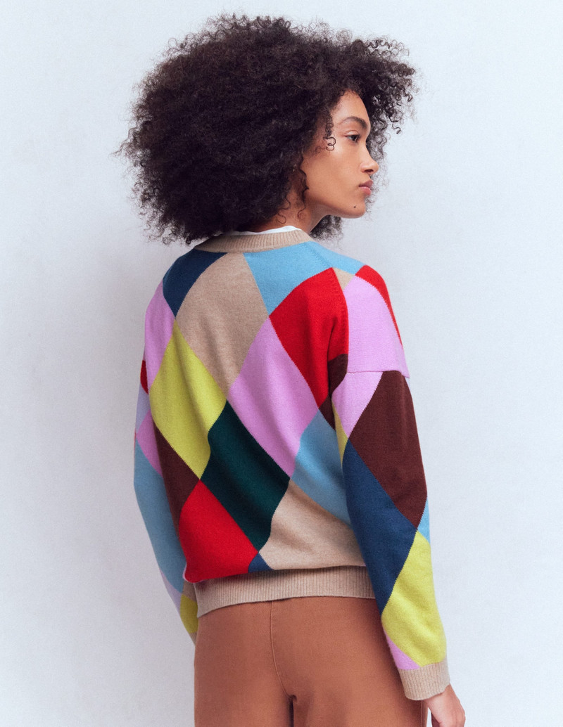 Anastasia Cashmere Sweater-Multi Harlequin Jumper 4