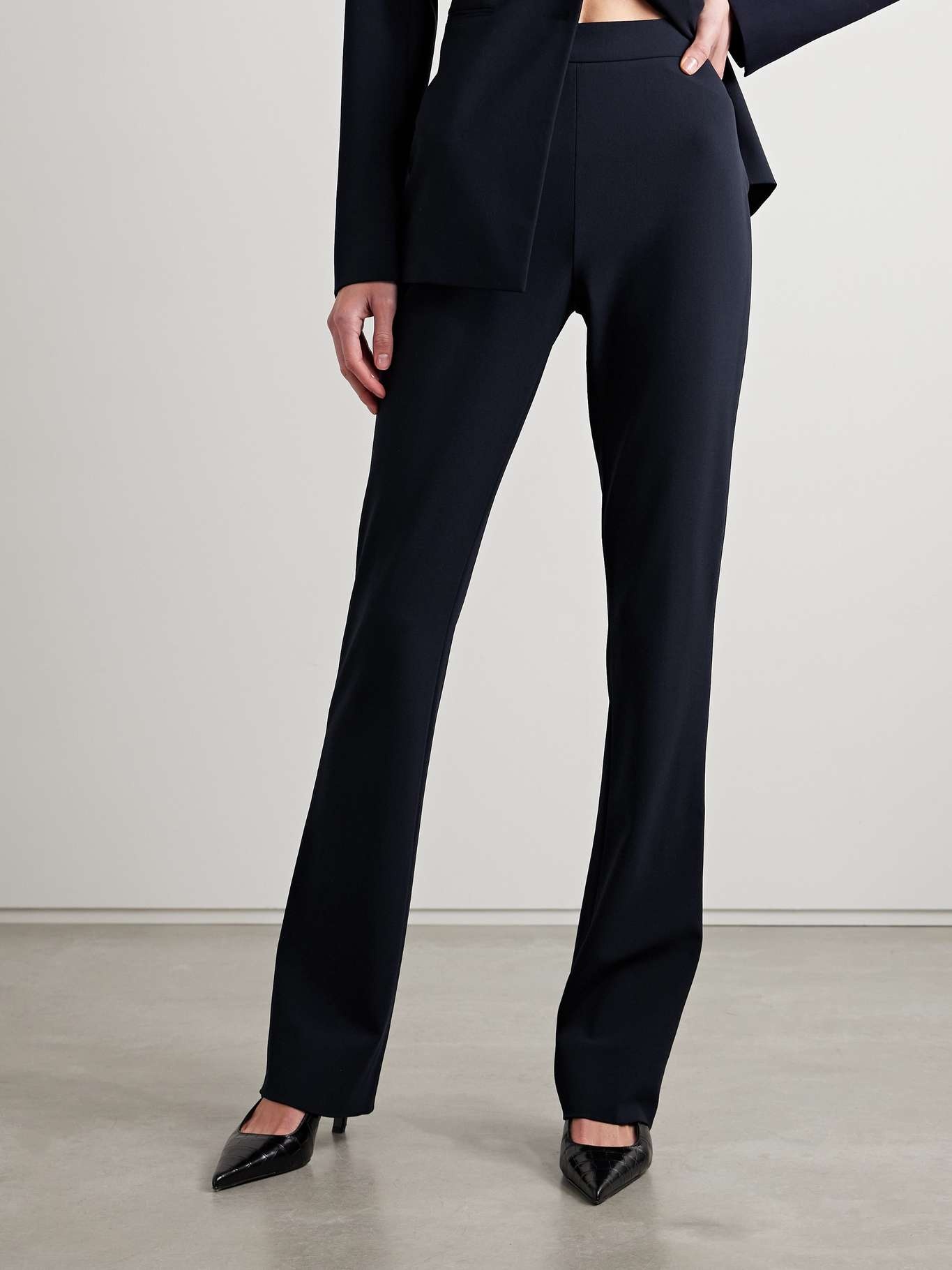 Jem wool-blend crepe flared pants Navy - 3