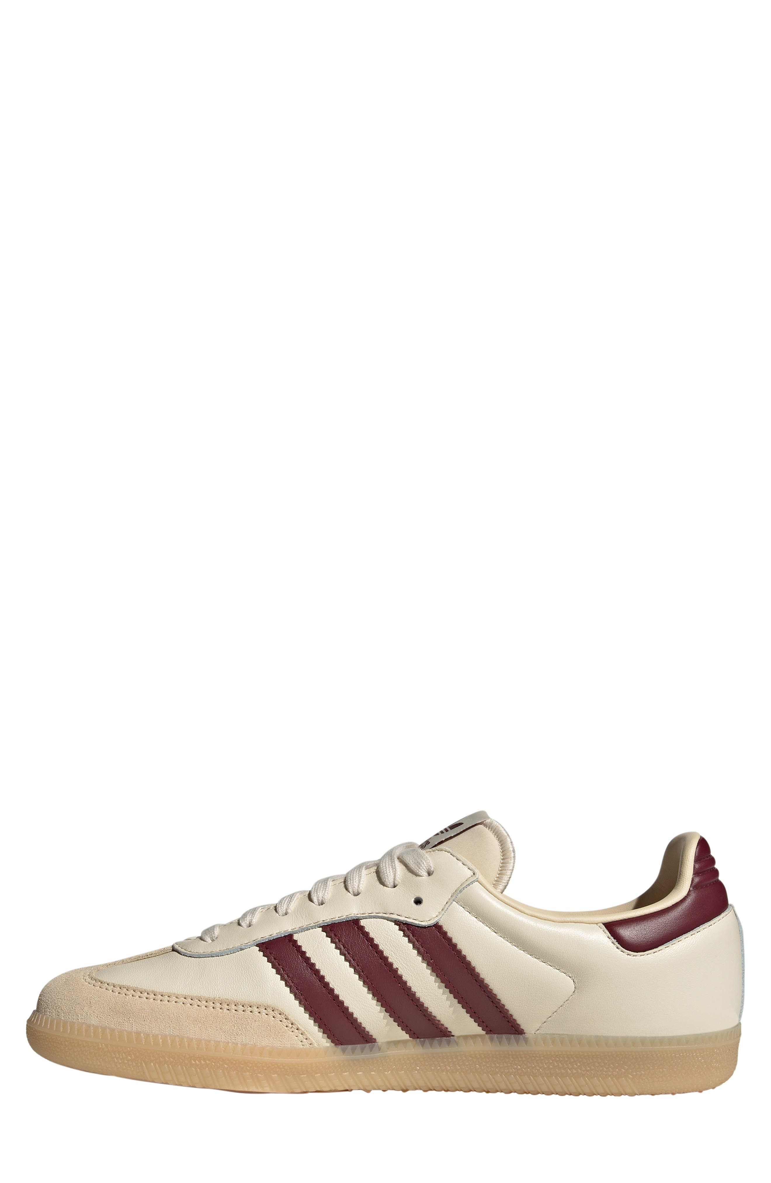 adidas Samba OG Sneaker in Wonder White/Shadow Red/Gum at Nordstrom - 6