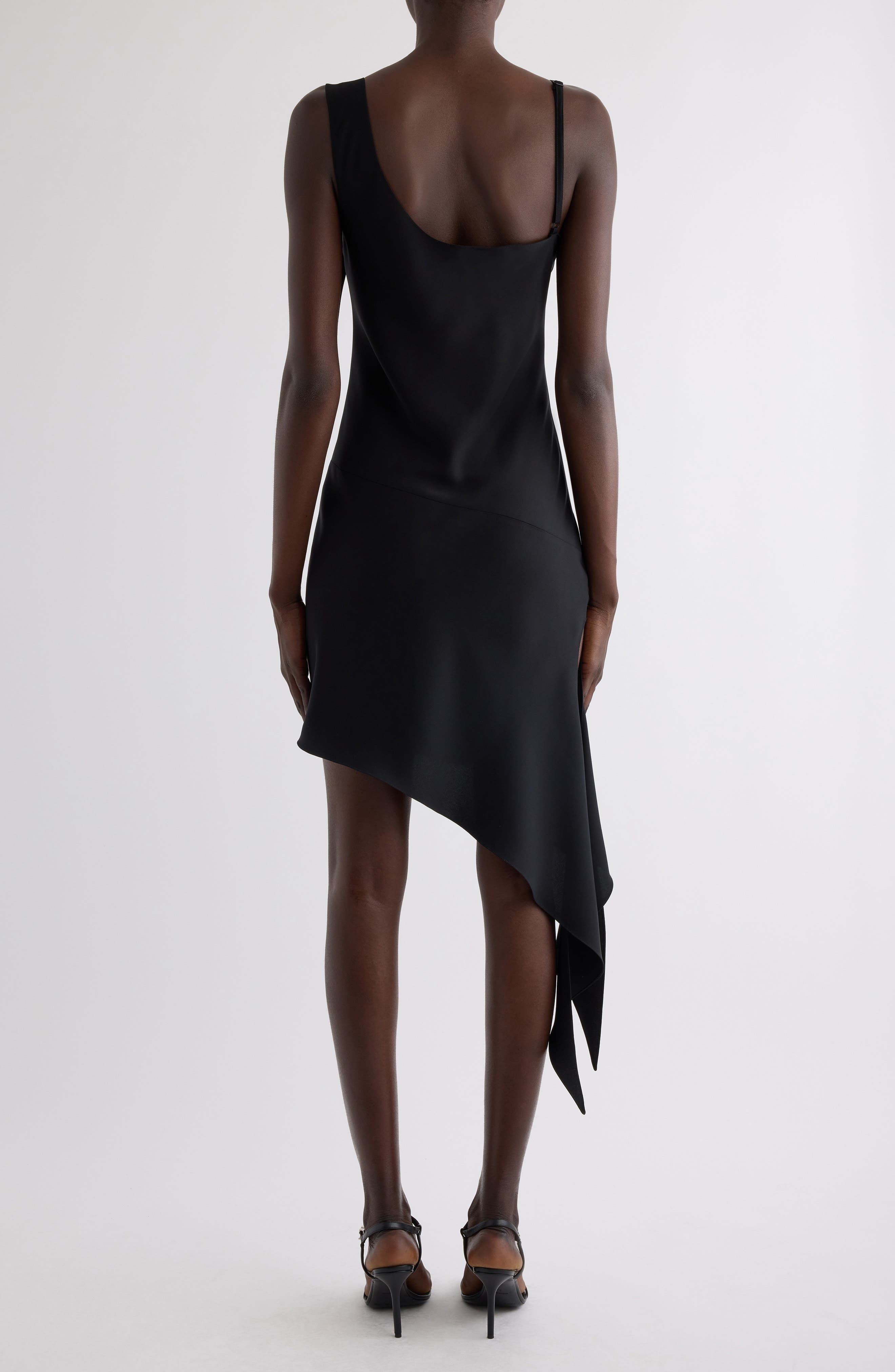 Courrèges Knot Crepe Asymmetric Minidress in Black at Nordstrom - 2