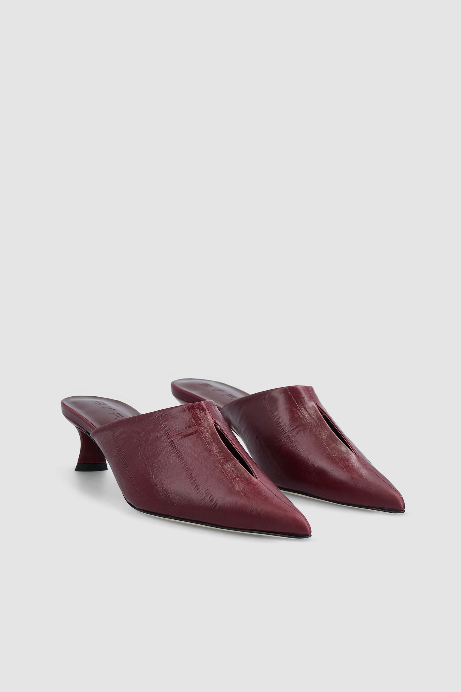 LUCIANA SOUR CHERRY EEL EMBOSSED LEATHER MULE - 2