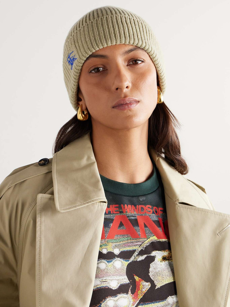Burberry Embroidered ribbed cashmere beanie outlook