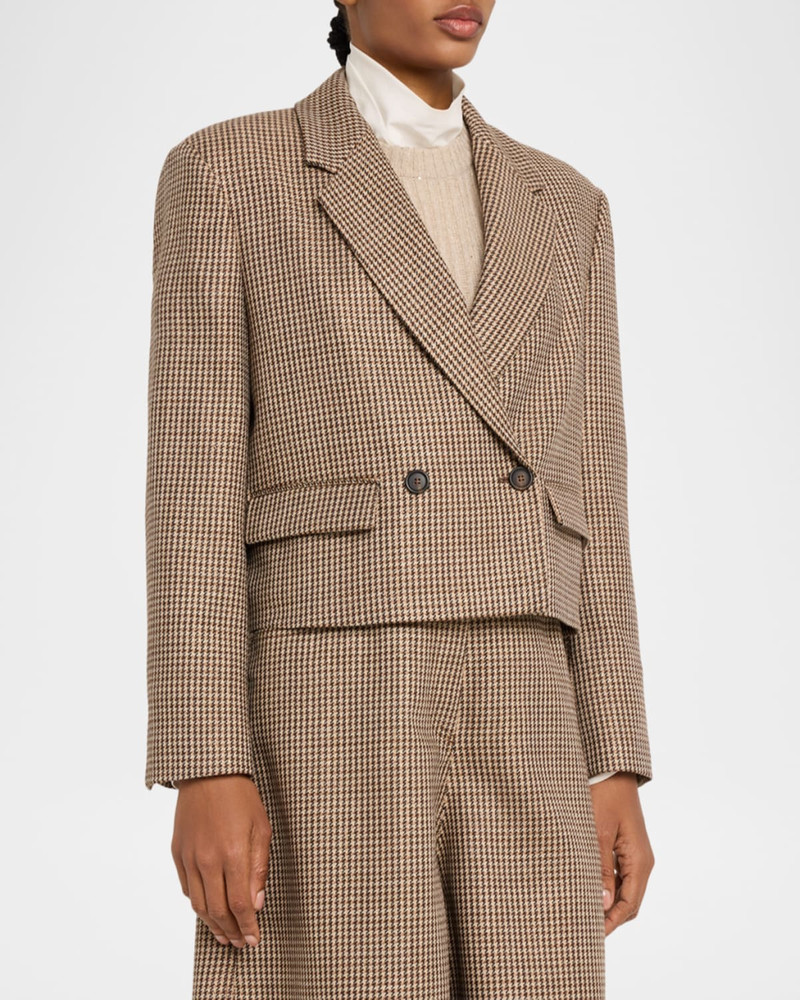 Wool-Blend Houndstooth Cropped Sport Jacket 4