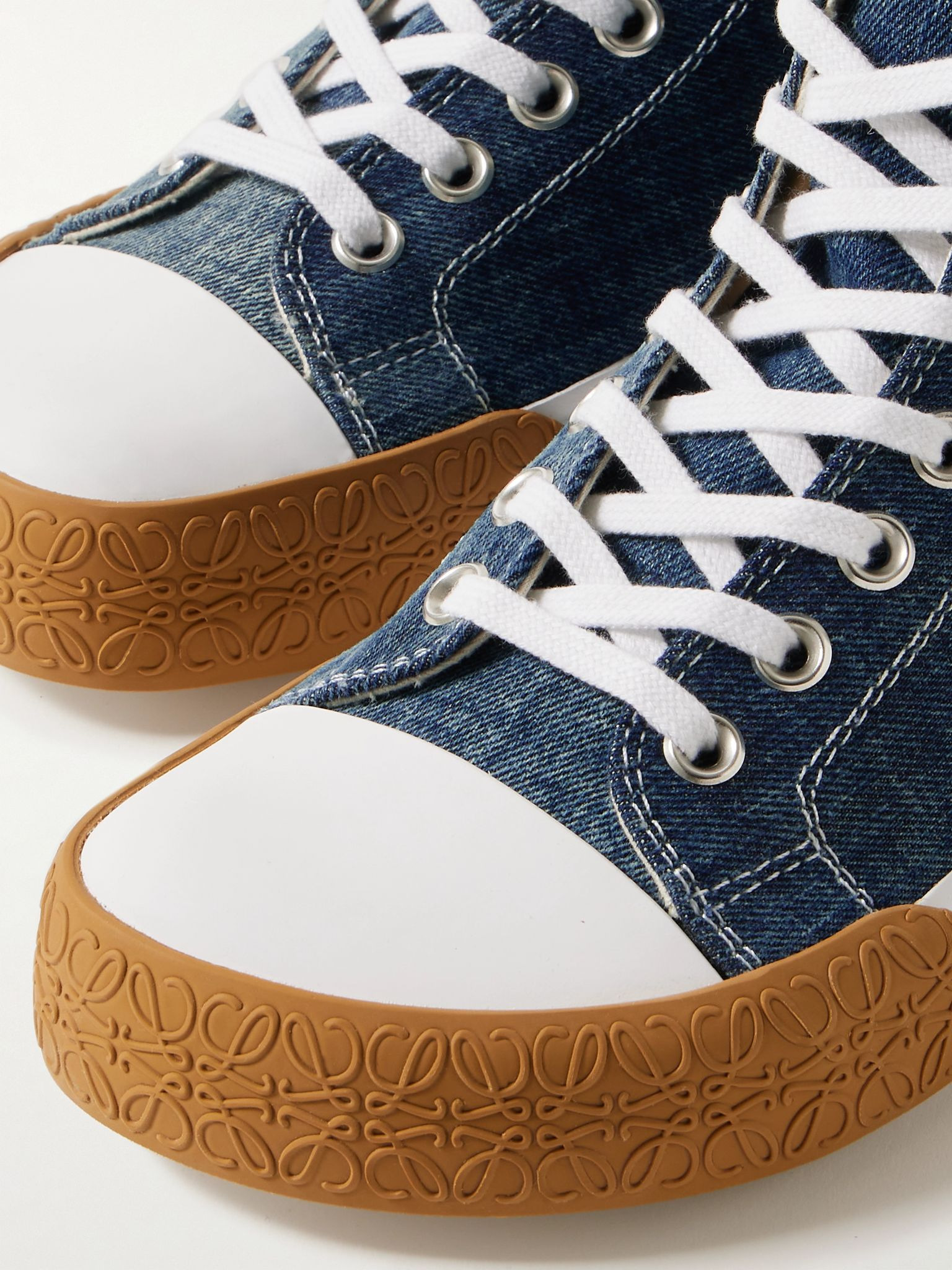 + Paula's Ibiza Bloc Rubber-Trimmed Denim High-Top Sneakers Blue - 5