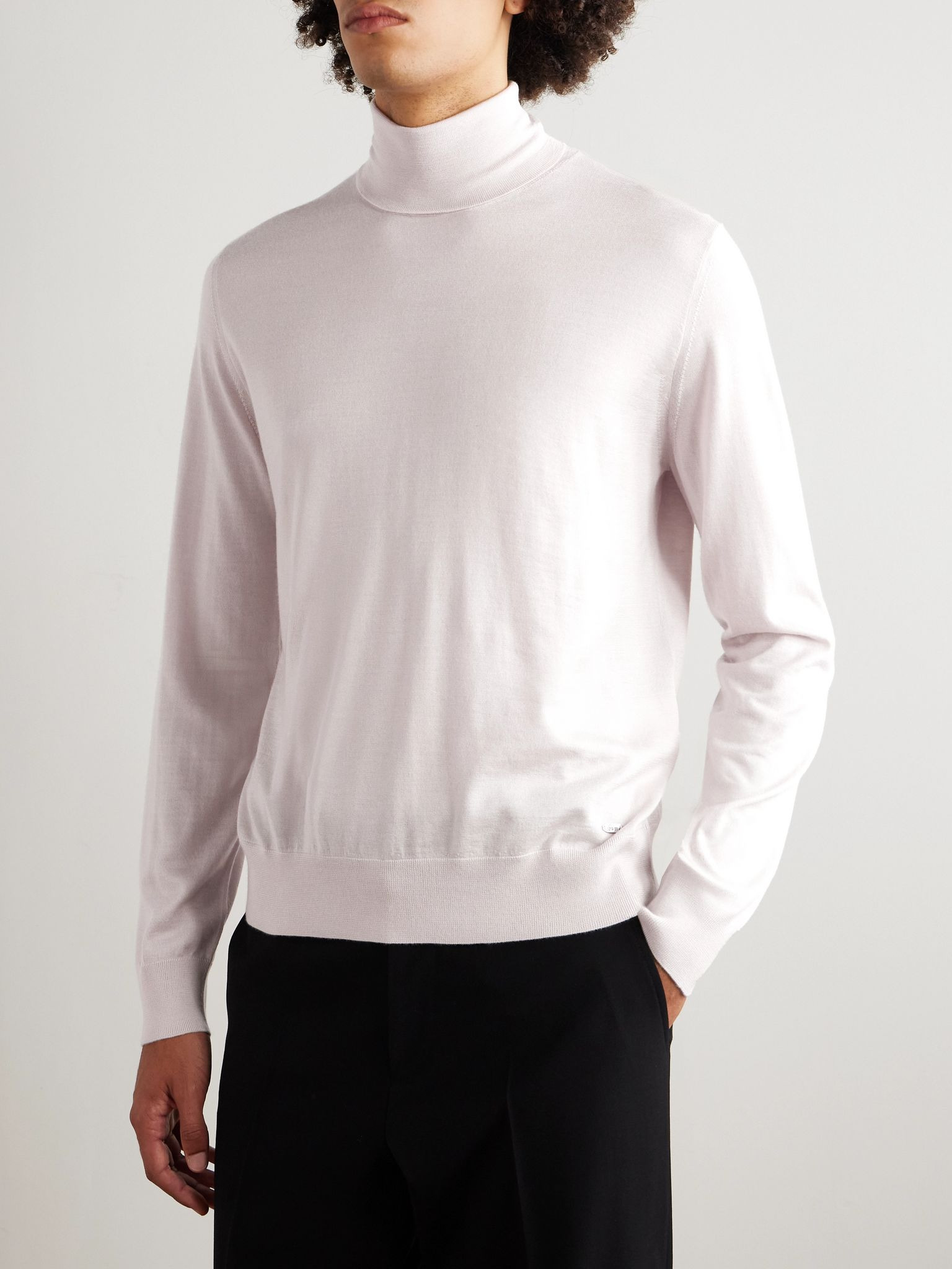 Cashmere and Silk-Blend Rollneck Sweater Ecru - 3