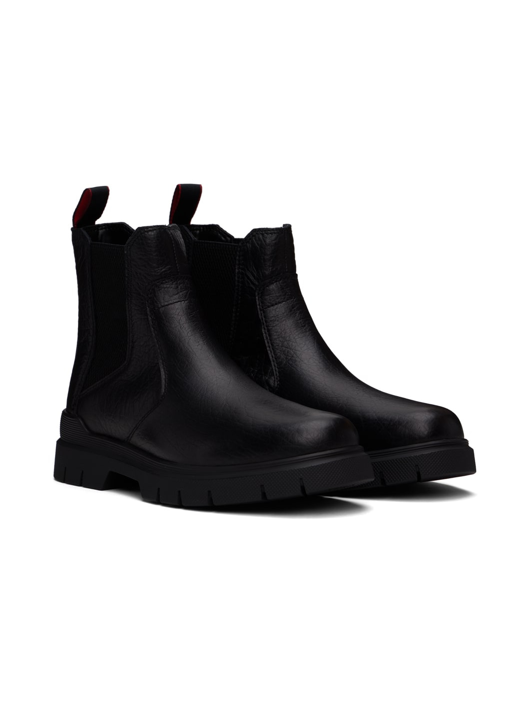 Black Grained Leather Chelsea Boots - 4