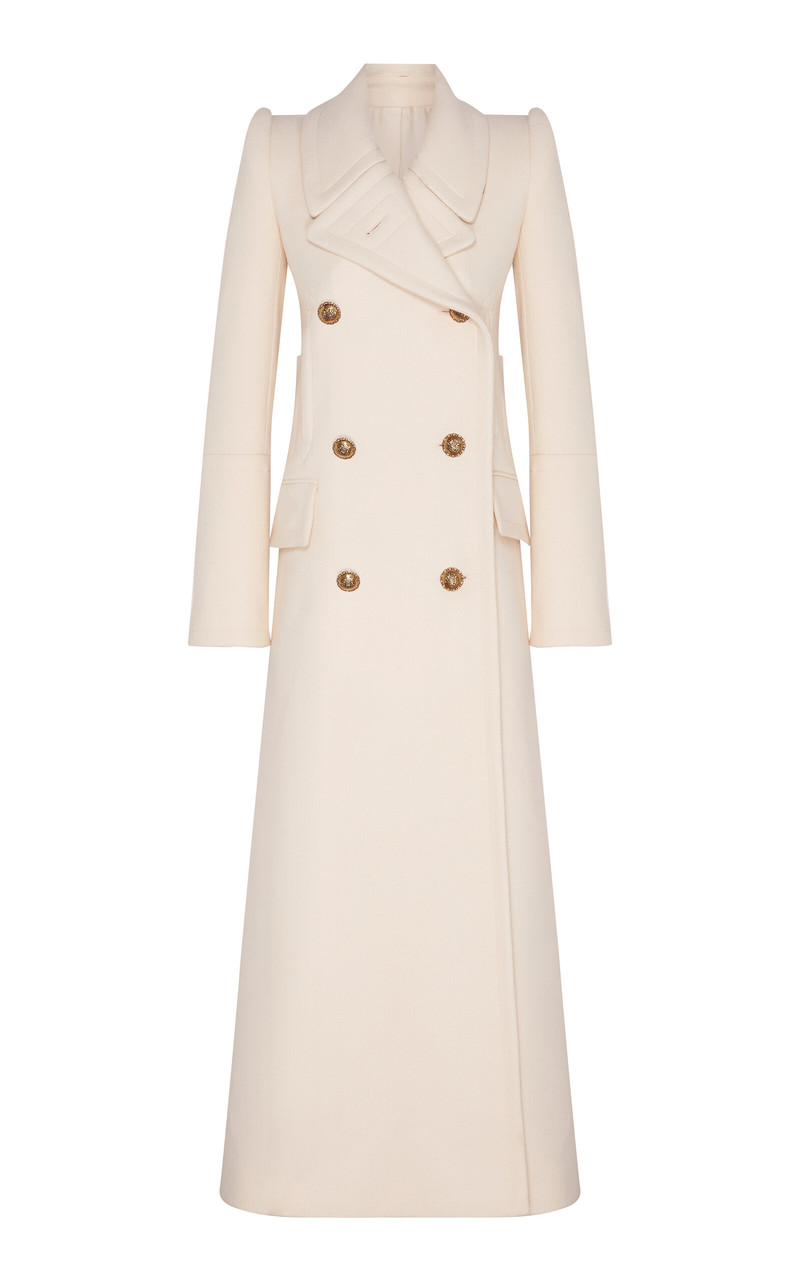 Hypnotic Longline Wool Blend Coat ivory 1