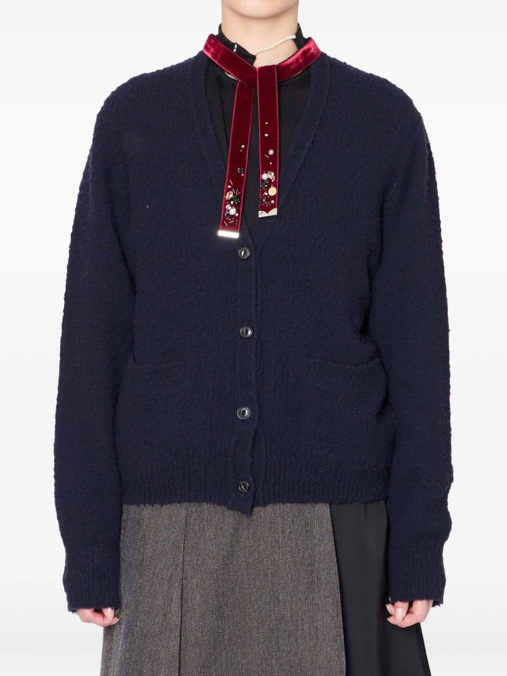 embellished button-down cardigan - 1