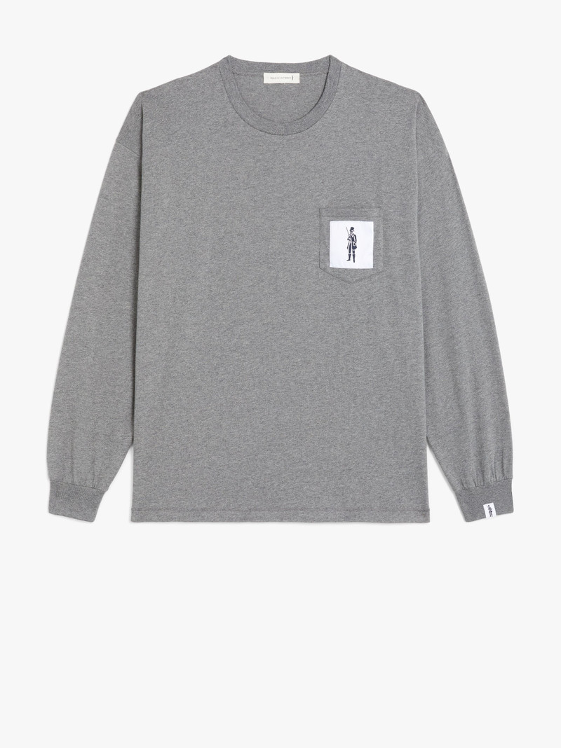 MELANGE GREY COTTON DANDY MAN LONG SLEEVE T-SHIRT | GJM-204 1