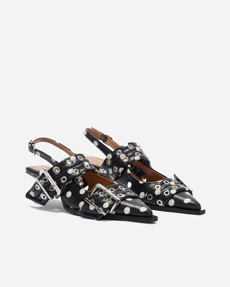 GANNI Feminine Buckle Kitten Heel Ikat Dots outlook