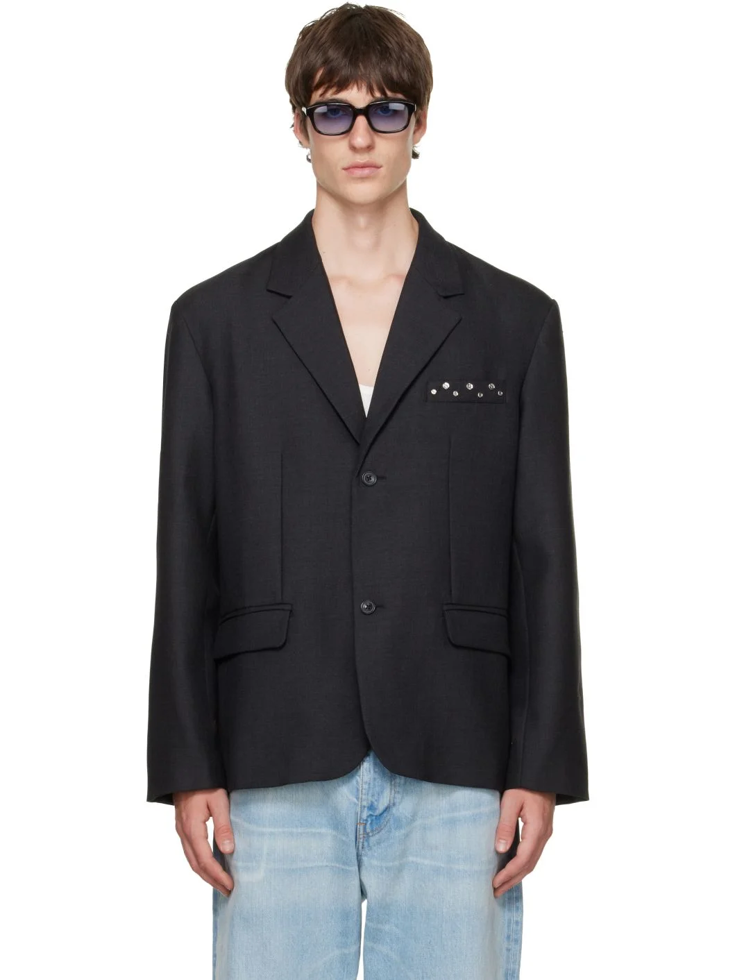 Black Two-Button Tailored Blazer - 1