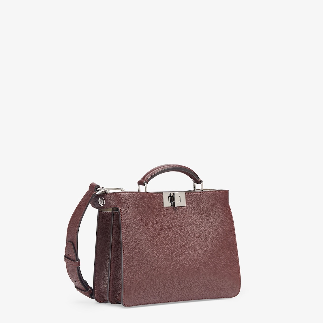 Small iconic Peekaboo ISeeU bag, made of dark red Cuoio Romano leather. The interior is organized in - 3