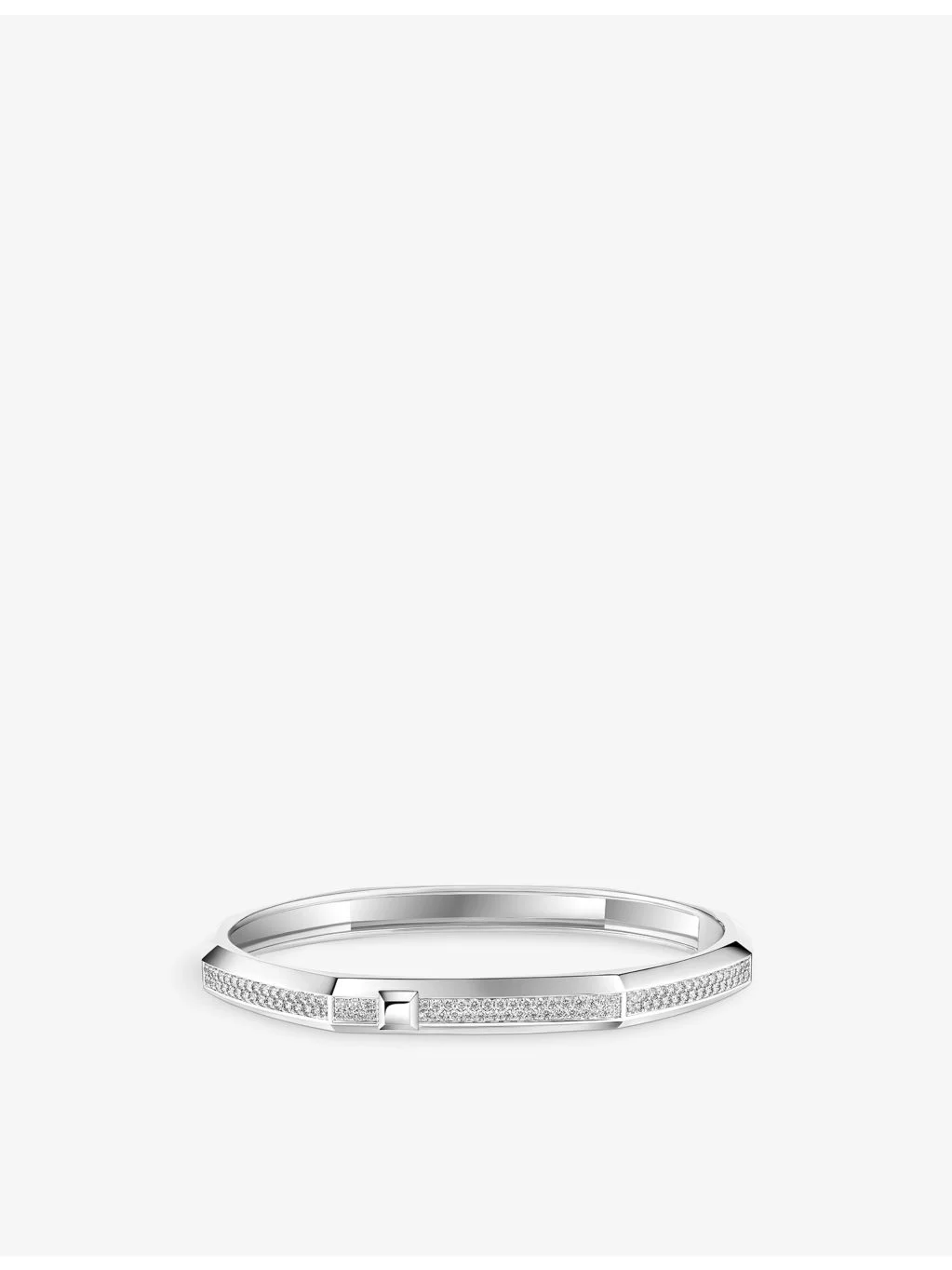 Moderniste Pave Medium 18ct Gold And 0.75ct Diamond Bangle Bracelet - 1