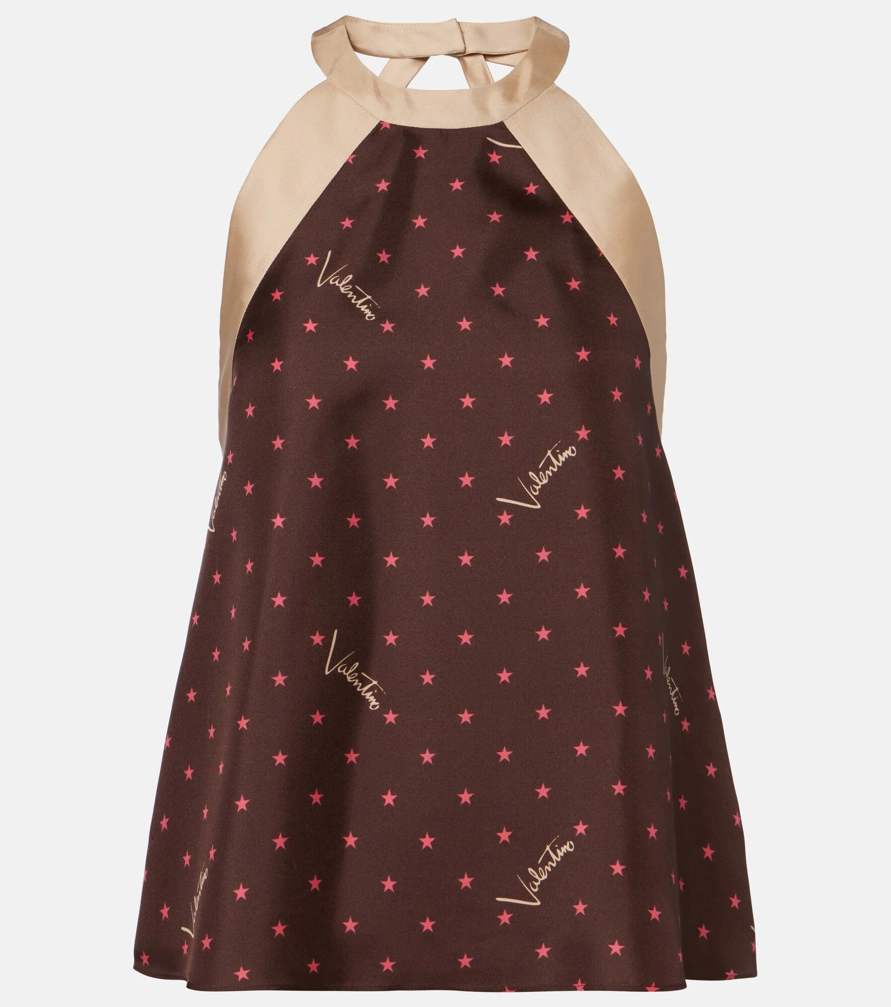 Printed halterneck silk twill top - 1