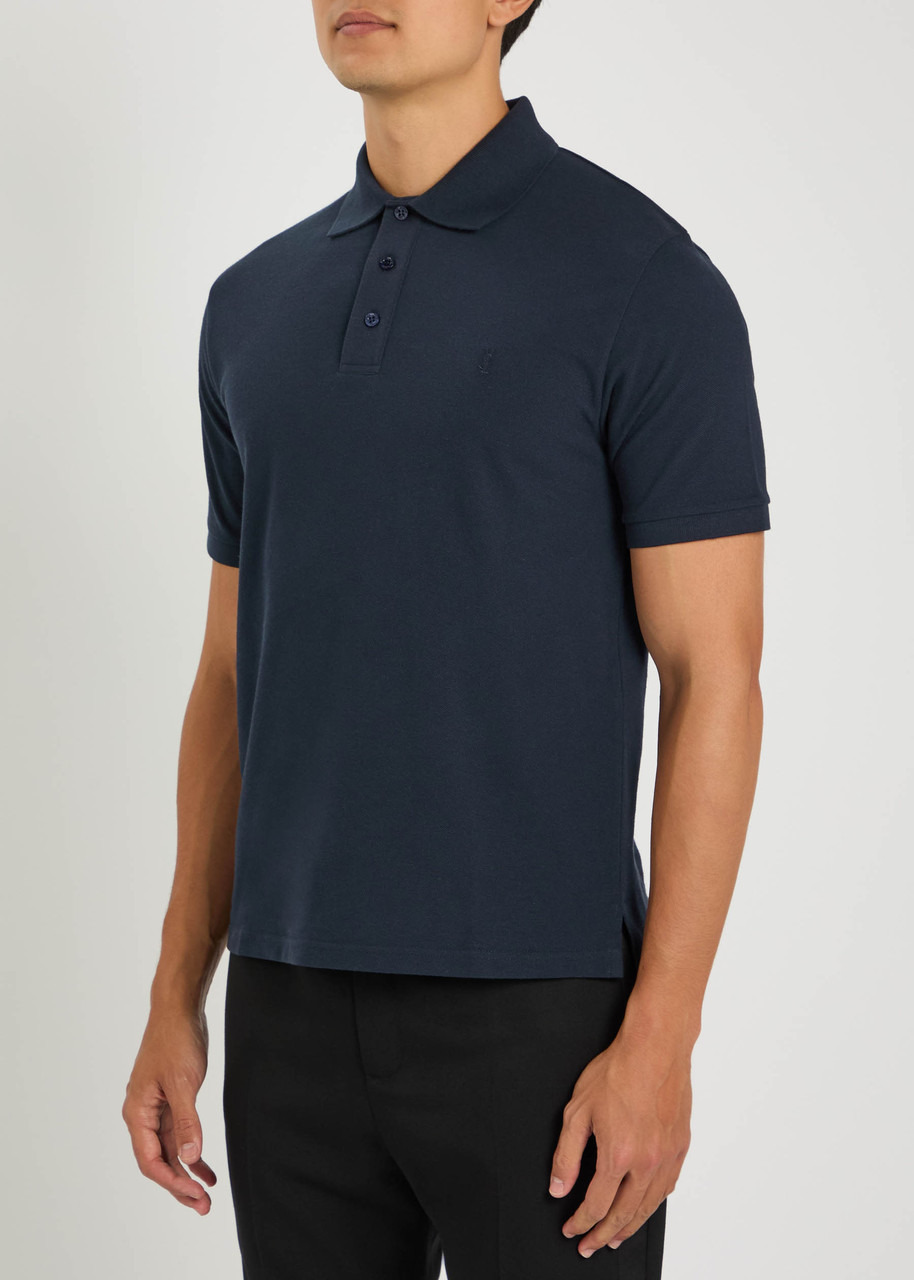 Saint Laurent Logo-embroidered Piqué Cotton-blend Polo Shirt - 2