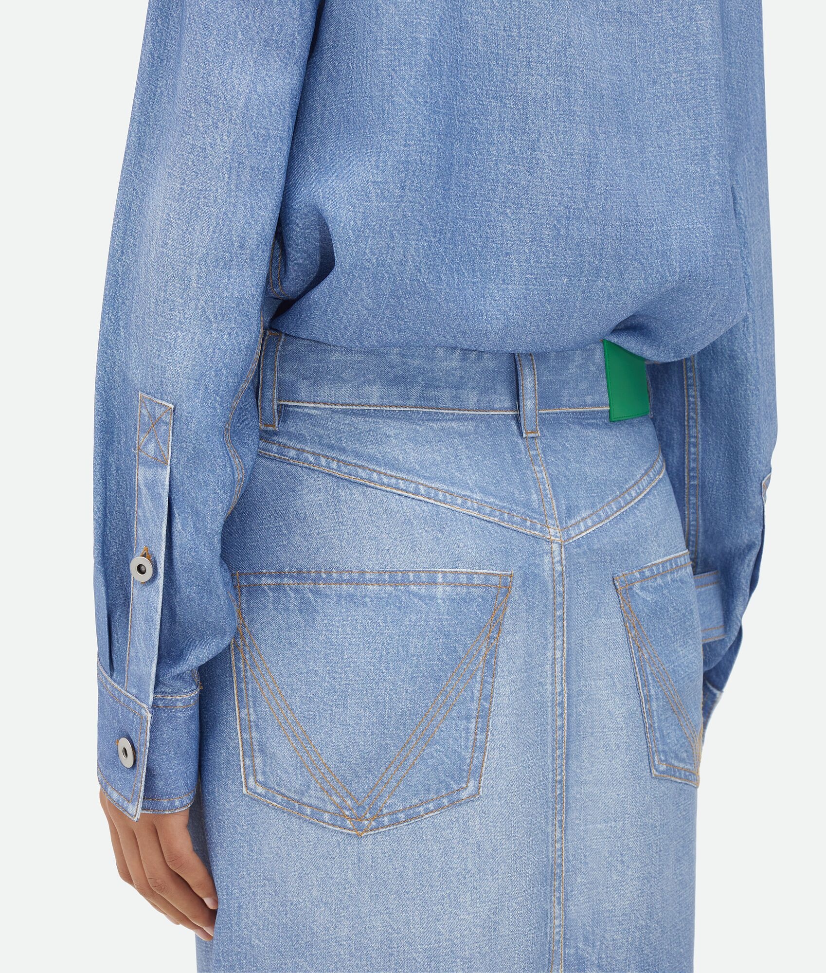 Printed Viscose And Silk Denim Shirt - 4