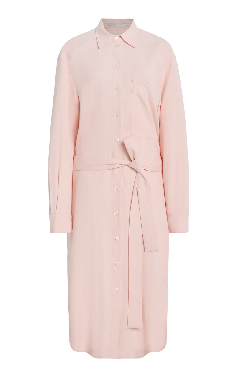 Exclusive Pleat-Back Shirt Dress pink 1