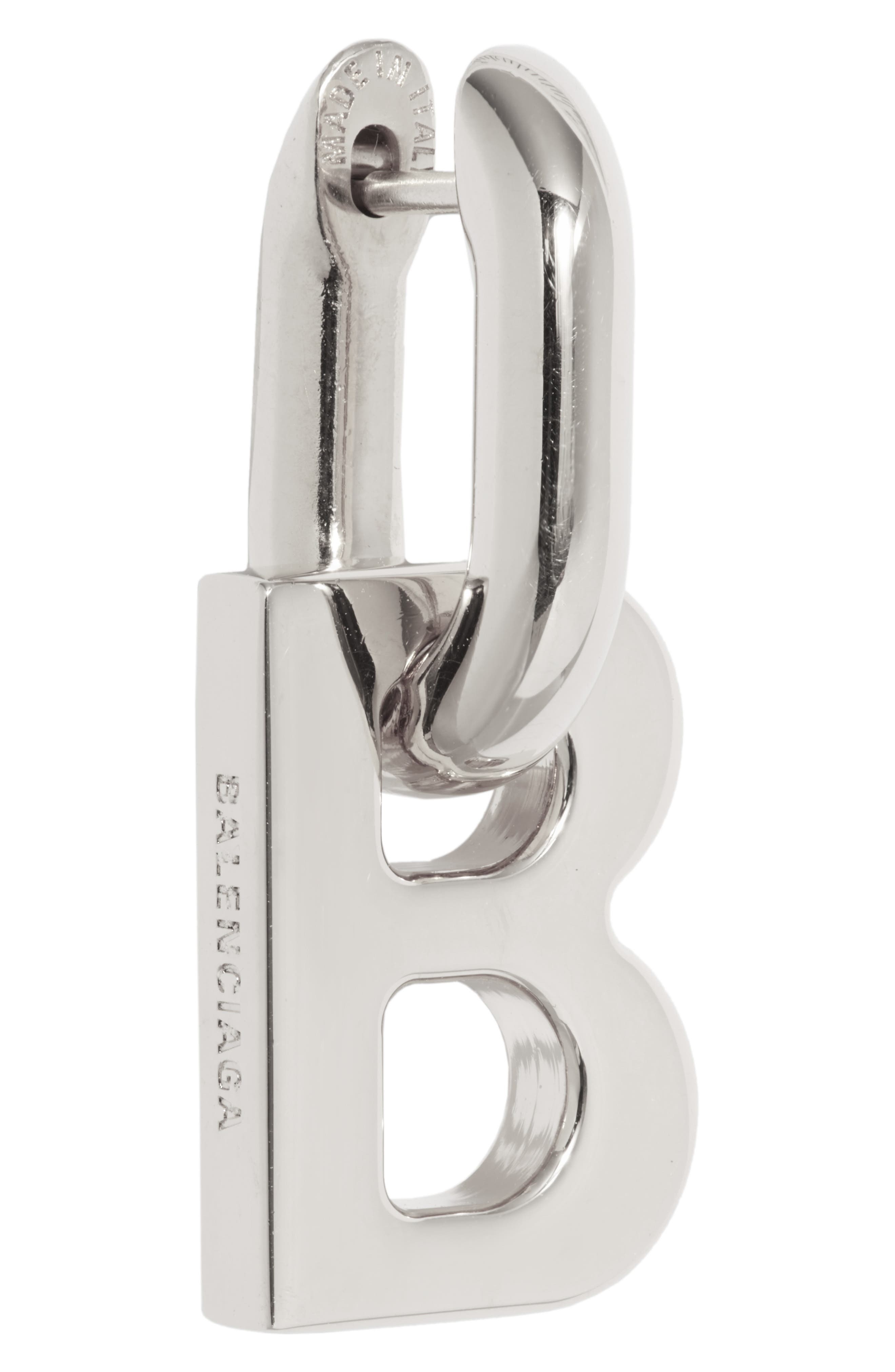 Balenciaga XS B Chain Earrings in Shiny Silver at Nordstrom - 5