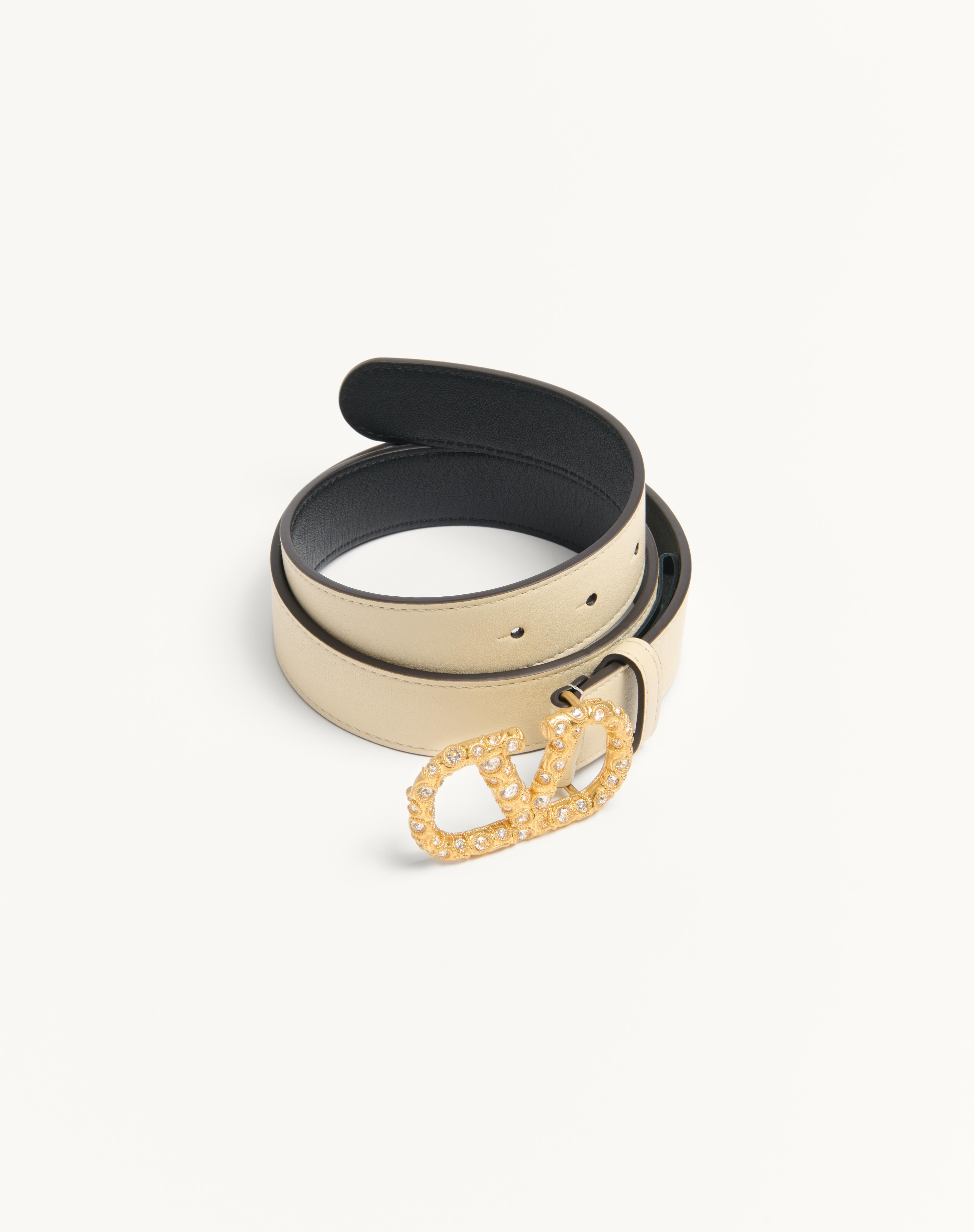 VLOGO SIGNATURE BELT IN SHINY CALFSKIN WITH CRYSTALS 30 MM - 3