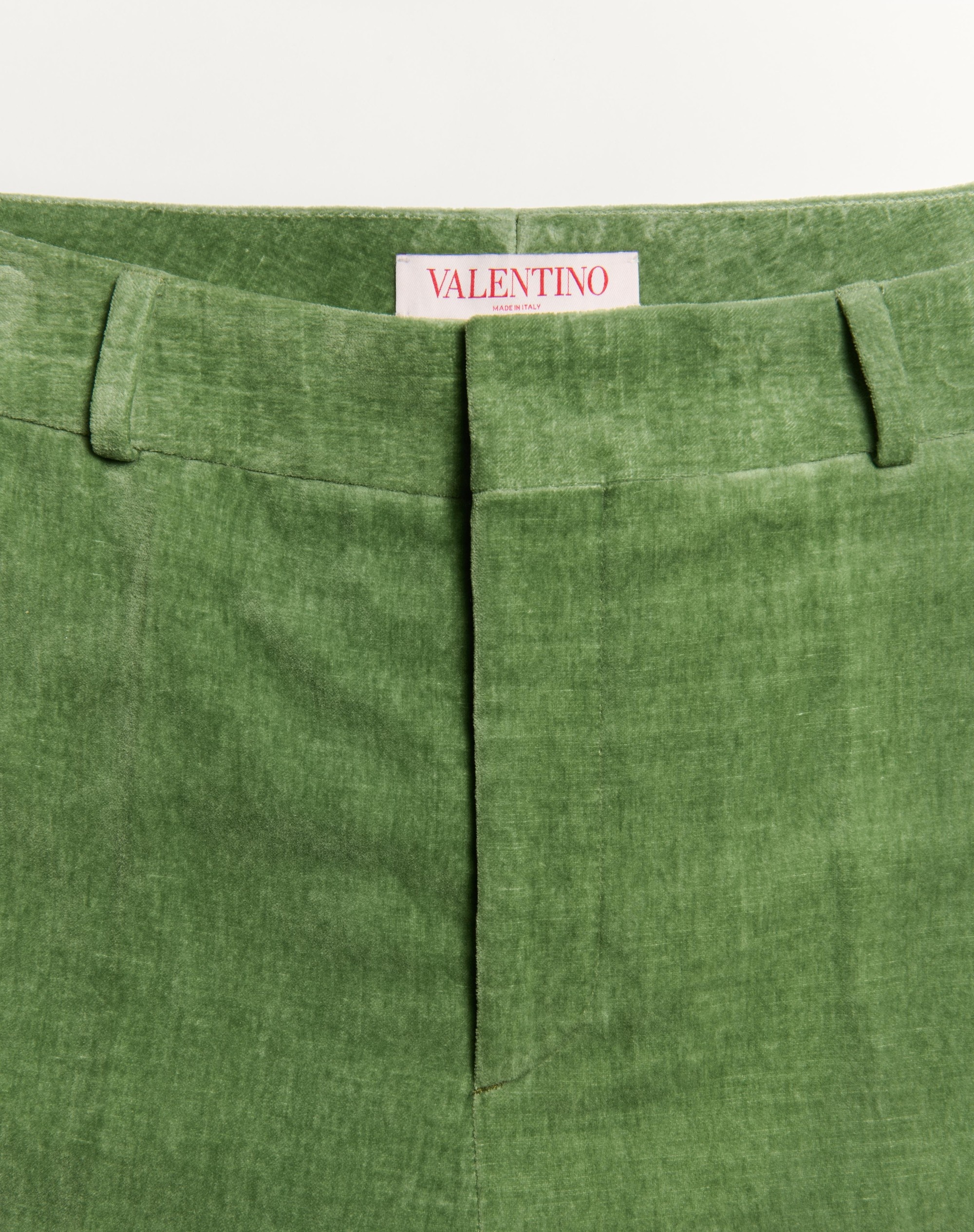 WASHED COTTON-LINEN VELVET PANTS WITH JACQUARD HEMS - 8