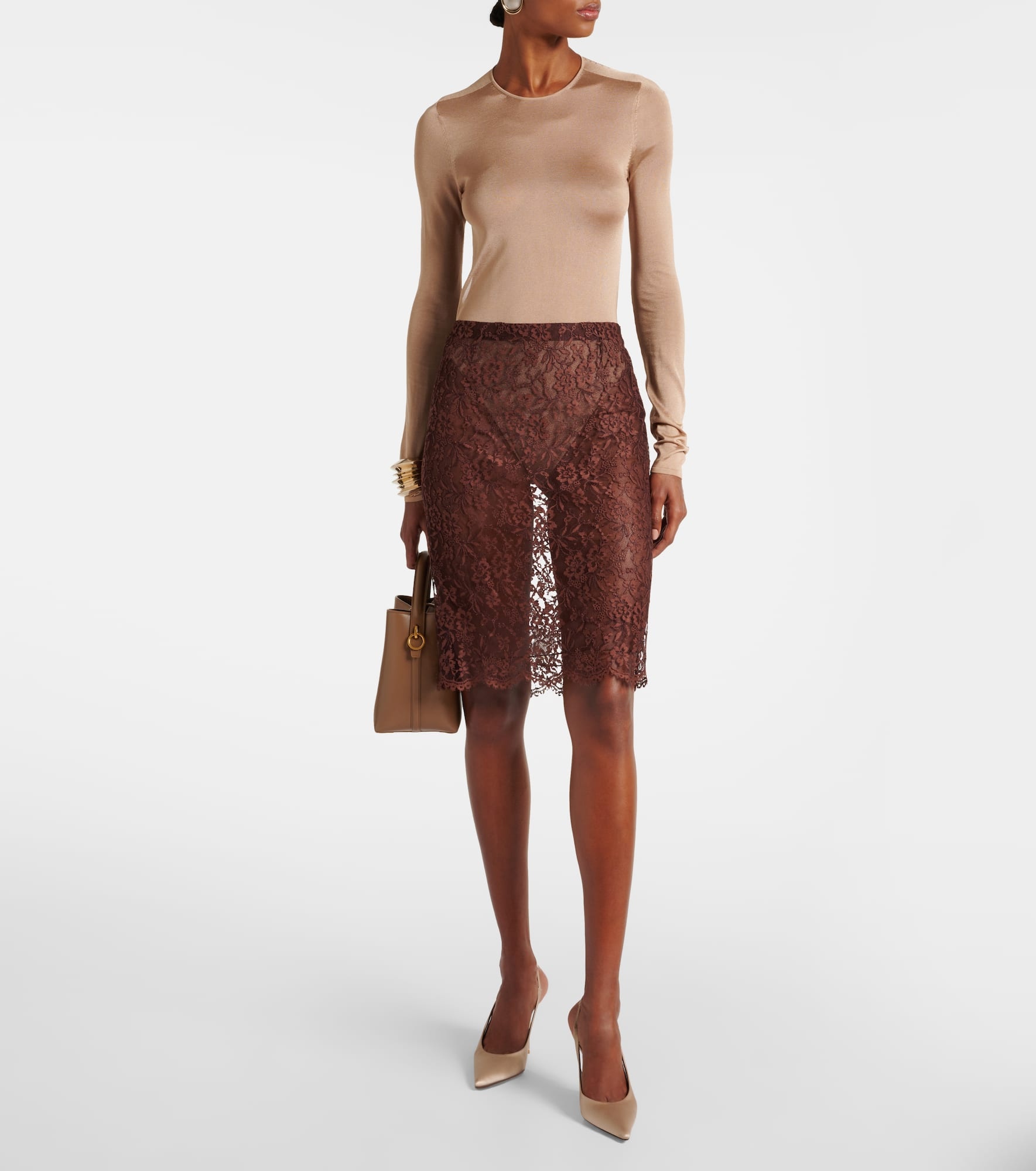 Floral lace pencil skirt - 2