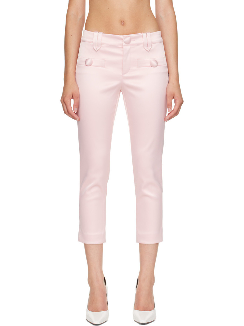 Pink Satin Cigarette Trousers 1