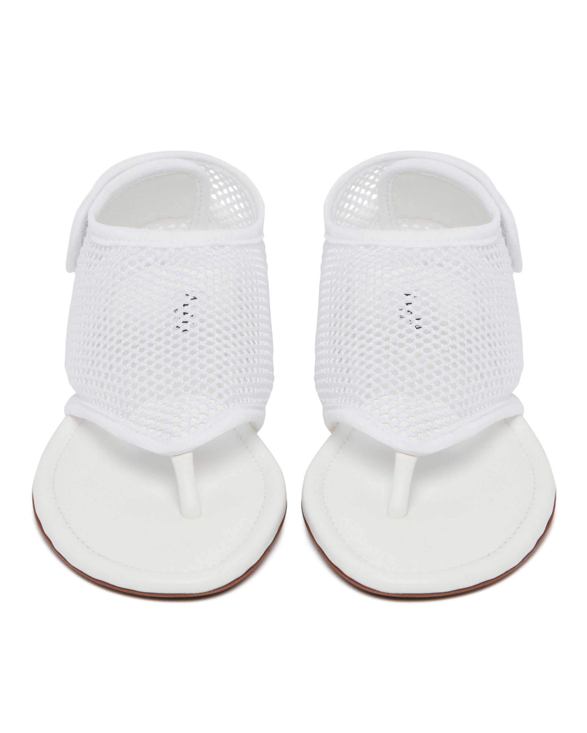 White Mesh Thong Sandals - 4