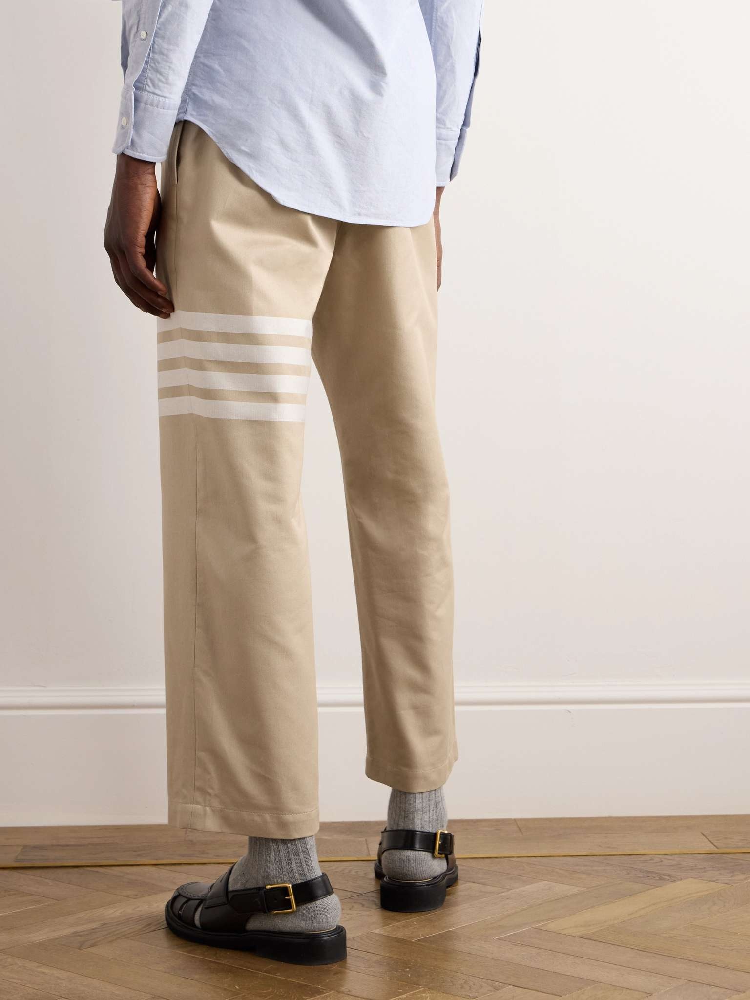 Straight-Leg Cropped Striped Cotton-Twill Trousers - 4