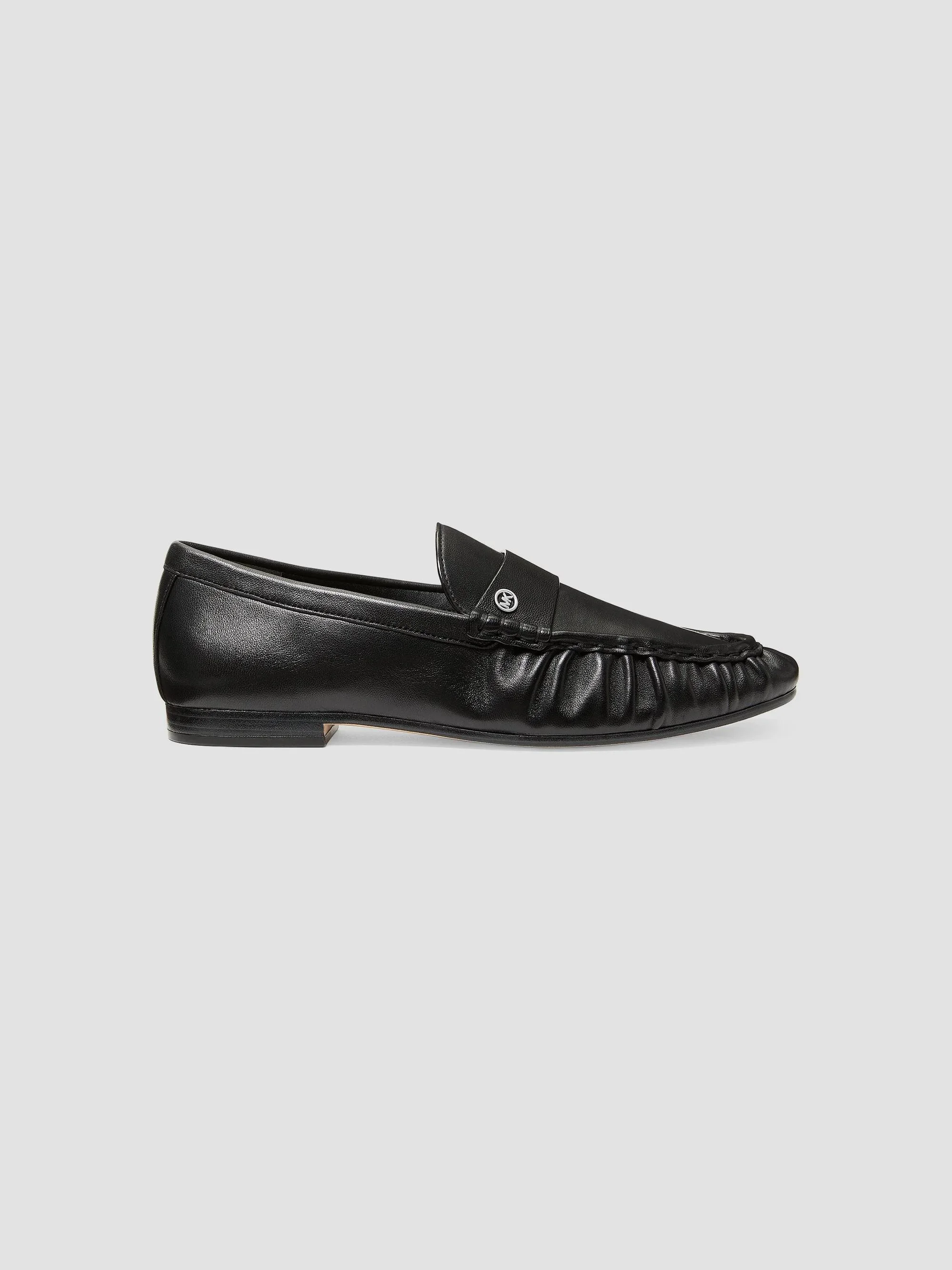 Women's Jennings Ruched Leather Loafers - Black - 1