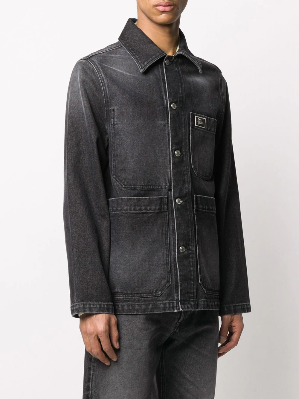 worker denim buttoned jacket - 3