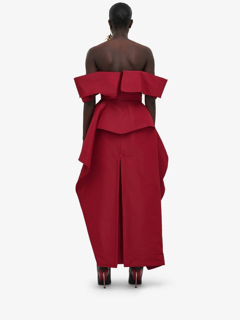 Women's Deconstructed Trench Dress in Blood Red - 4