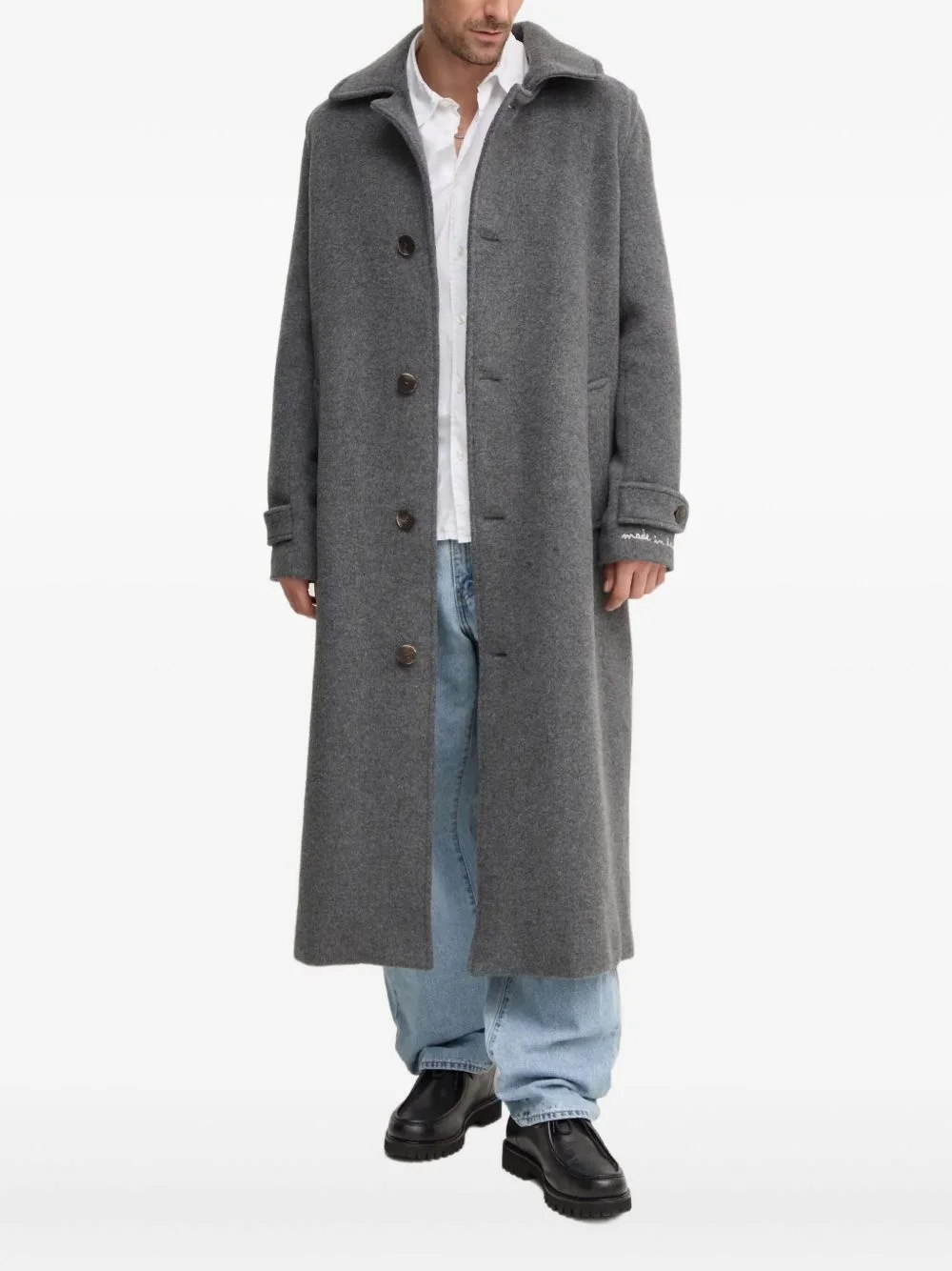 button-fastening front pockets coat - 1