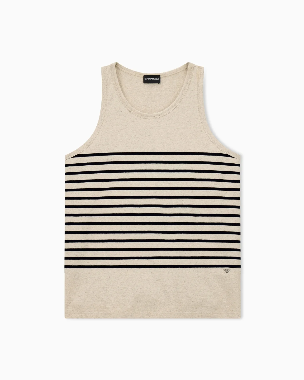 TANK TOP IN COTTON AND LINEN JERSEY WITH HORIZONTAL STRIPES - 1