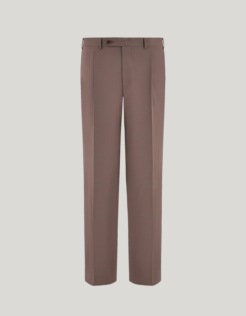 WALNUT STRETCH WOOL REGULAR-FIT PANTS 1
