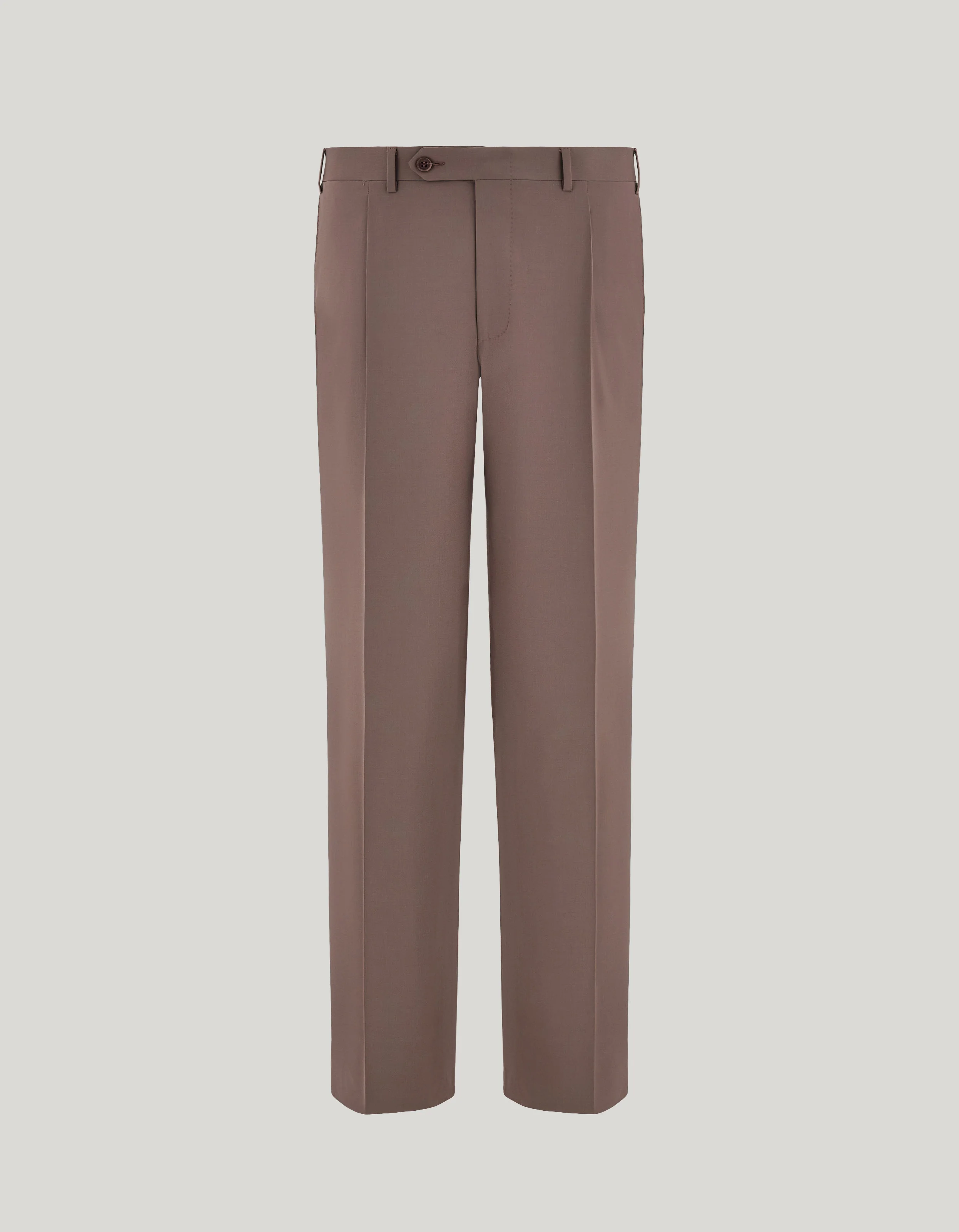 WALNUT STRETCH WOOL REGULAR-FIT PANTS - 1