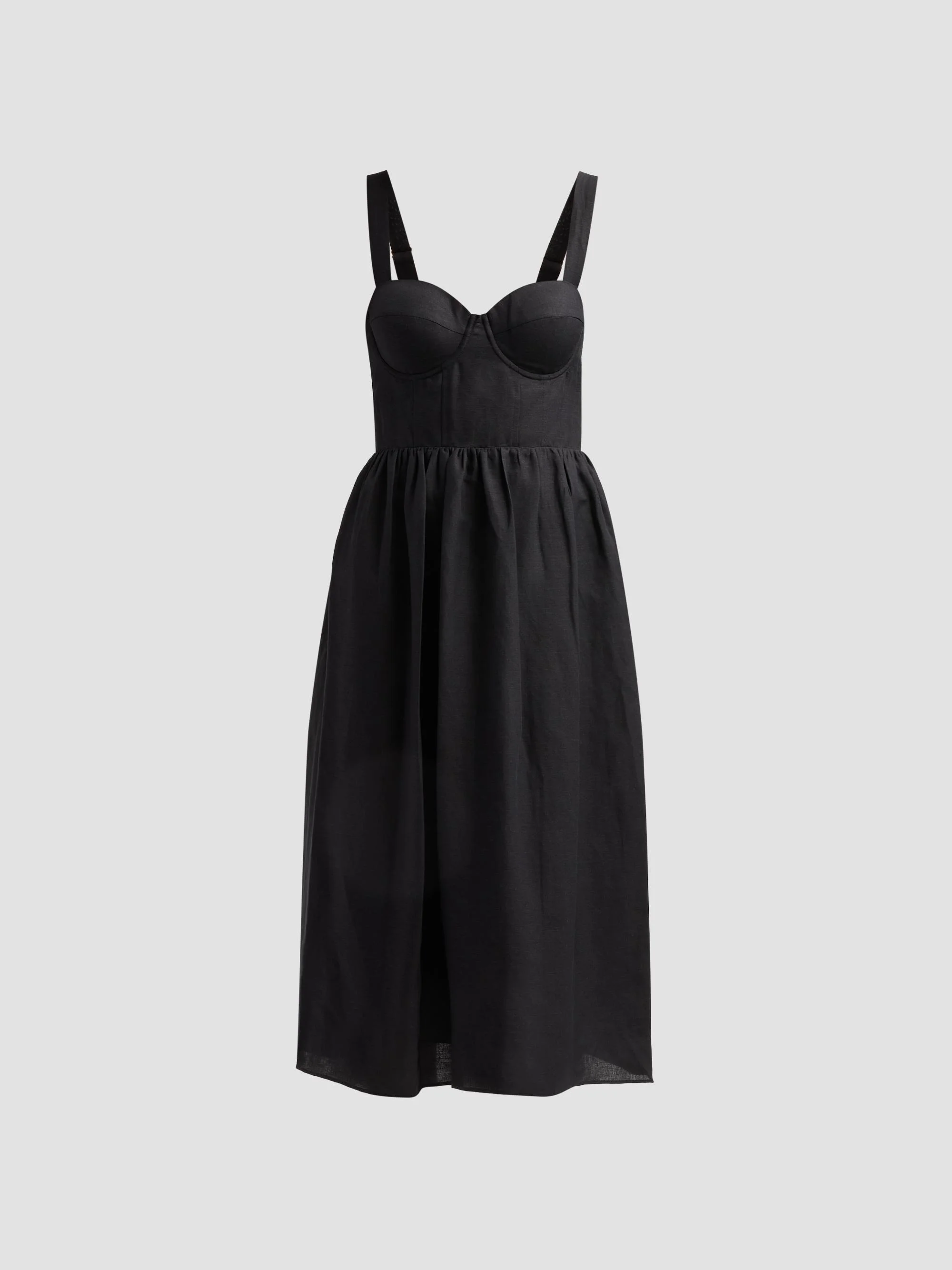 Women's Tiani Bustier Linen-Blend Midi Dress - Black - 1