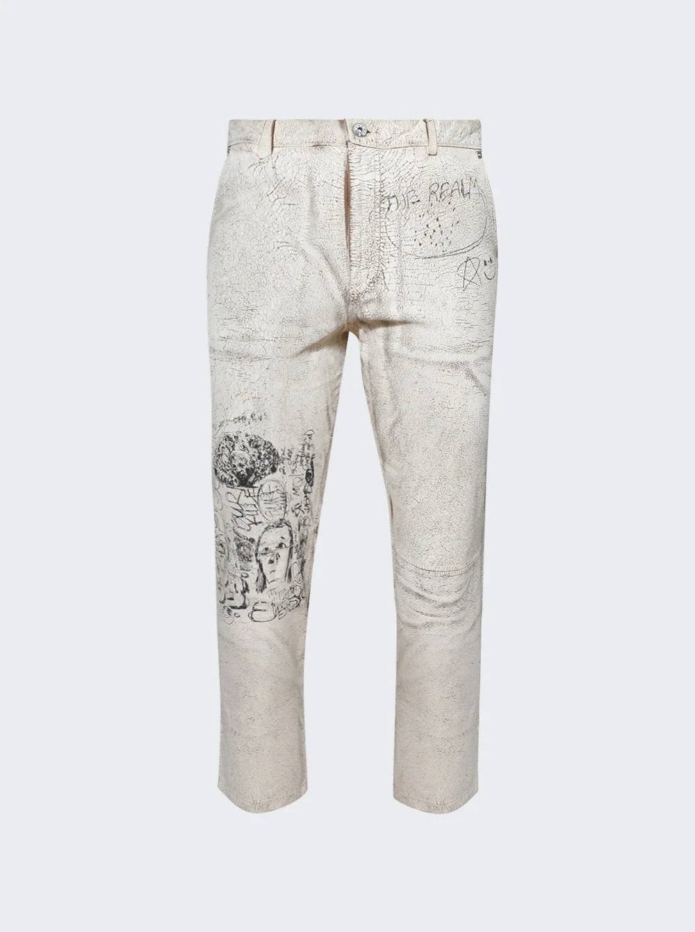 The Realm Painted Suede Pant Cream - 1