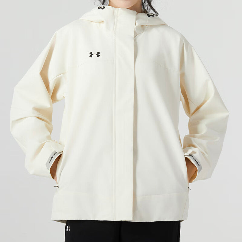 (WMNS) Under Armour Solid Color Outdoor Training Fitness Woven Jacket 'White Black' 23600402-101 - 2