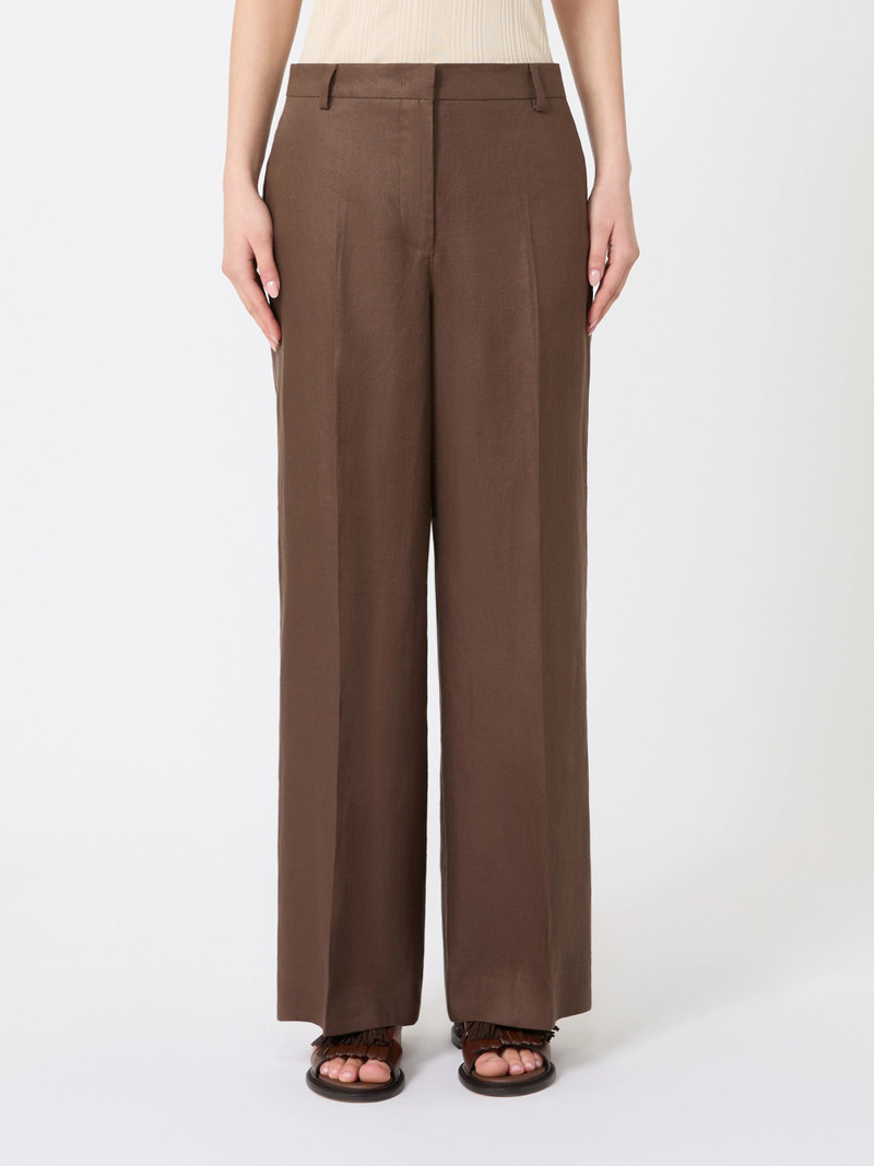 MALIZIA Linen canvas trousers - CHOCOLATE 3