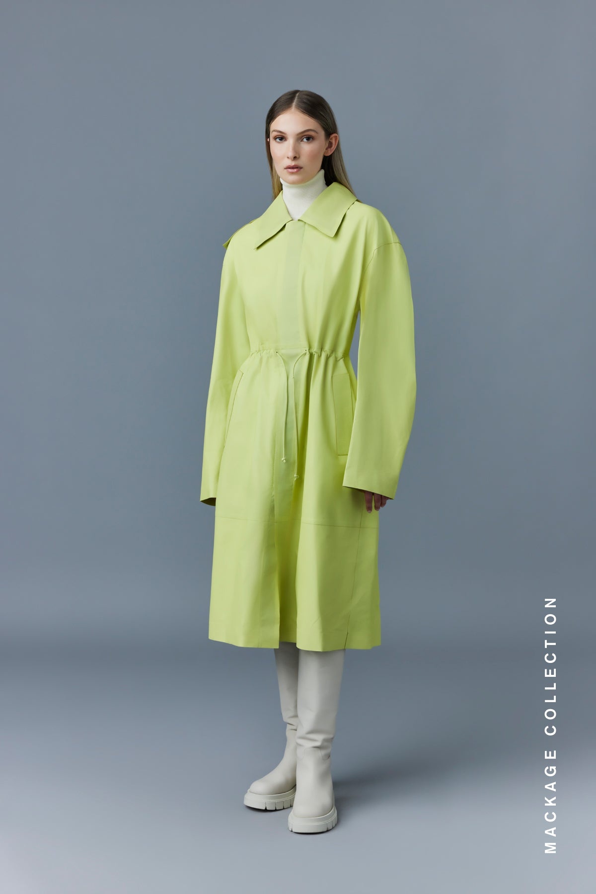 GLORY Calfskin trench coat with waist drawcord - 2