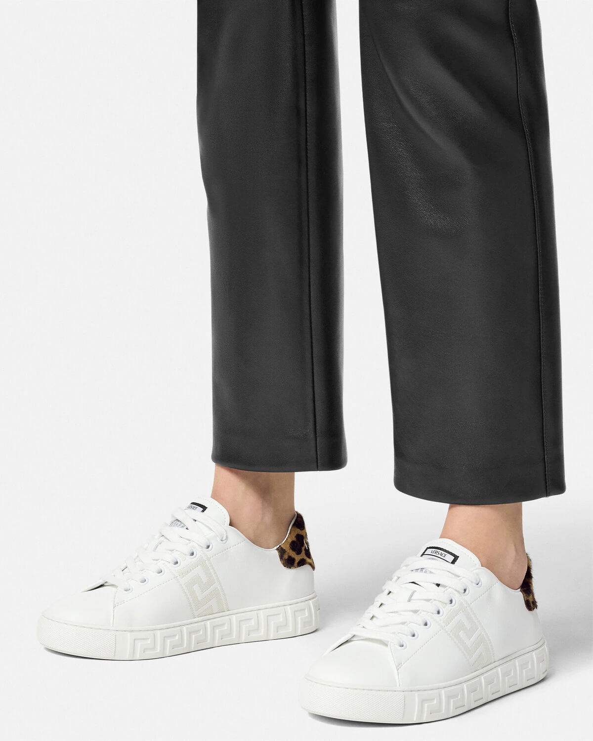 Leopard Embroidered Greca Sneakers - 3