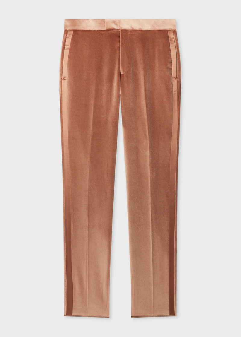 Tailored-Fit Dusty Brown Velvet Trousers 1